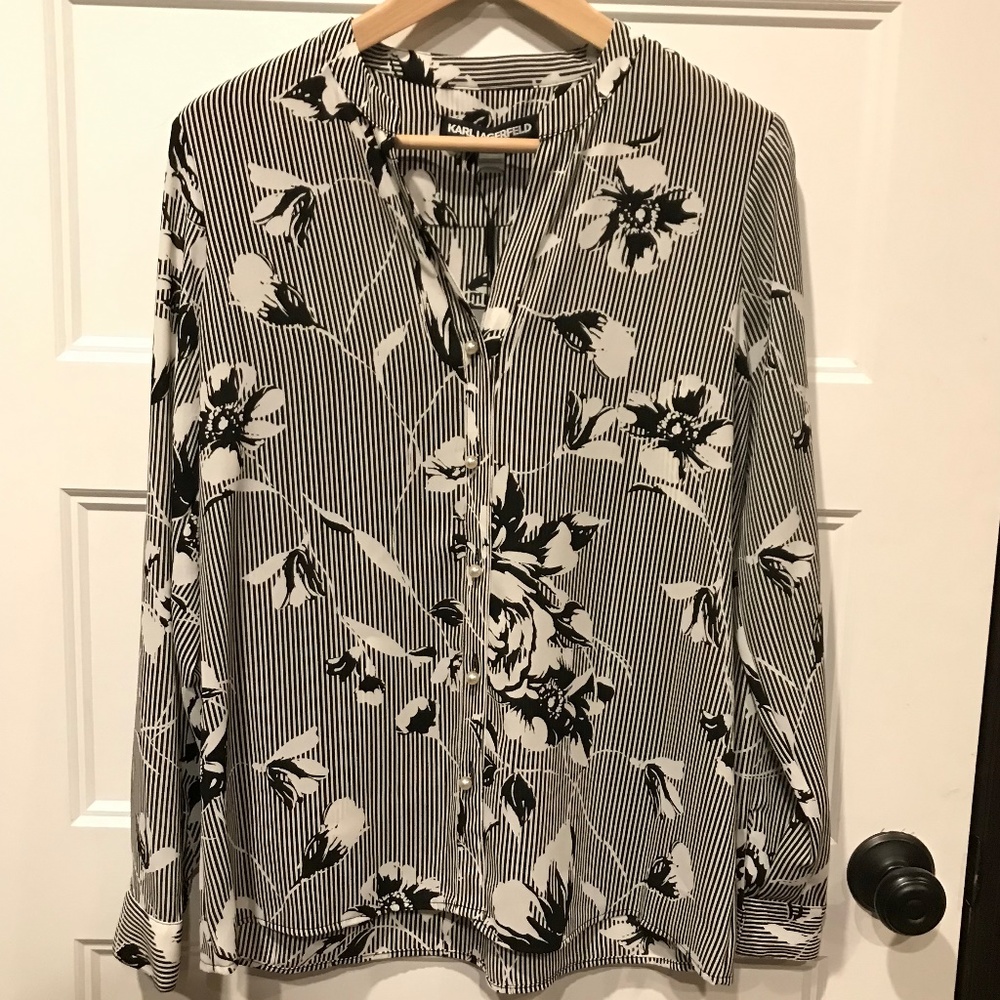 Delaria Pearl Detail Button Down Blouse